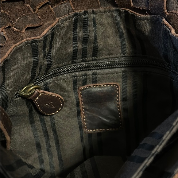 Vintage Frye Dark Brown Woven Leather Shoulder Bag - Picture 6 of 13